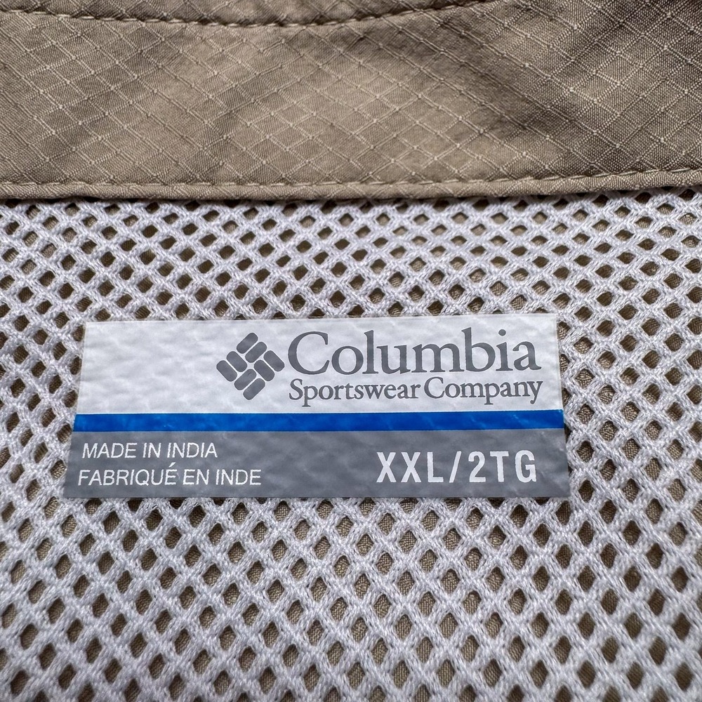 Columbia PFG Shirt Mens 2XL Tan Omni-Shade Short Sleeve Vented Fishing Outdoors - Picture 9 of 13